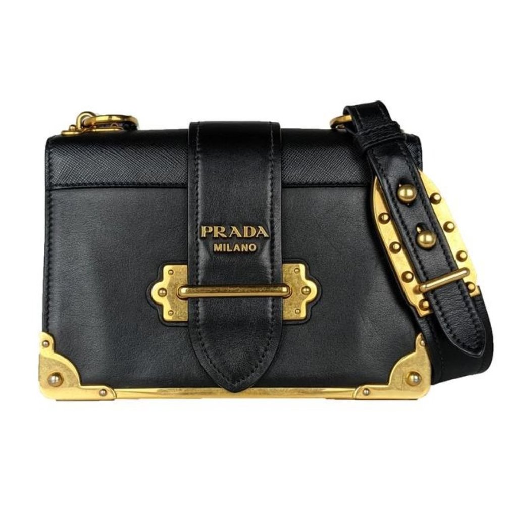 SOLD Prada Cahier Medium Black Leather Cross Body Bag - Picture 1 of 8